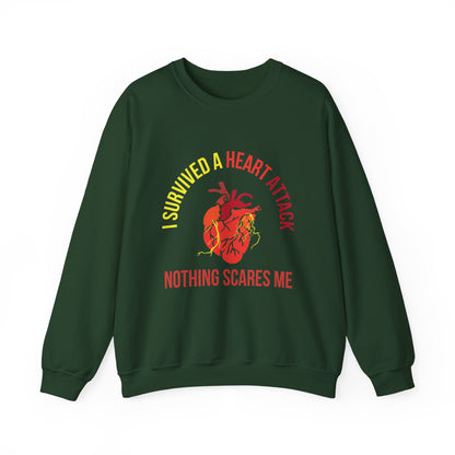 "I Survived A Heart Attack...Nothing Scares Me" Heavy Blend™ Crewneck Sweatshirt (Unisex)