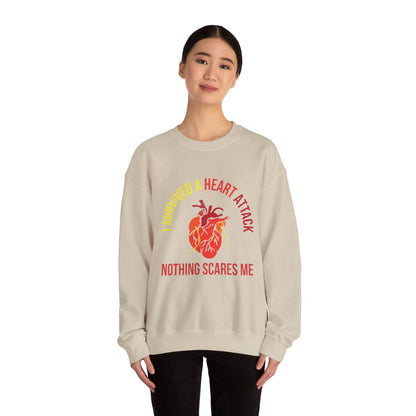 "I Survived A Heart Attack...Nothing Scares Me" Heavy Blend™ Crewneck Sweatshirt (Unisex)