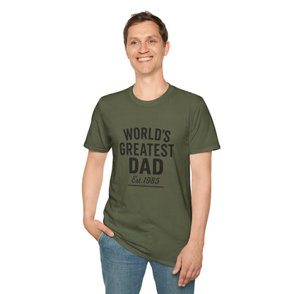 Vintage World's Greatest Dad Est 1985 Softstyle T-Shirt