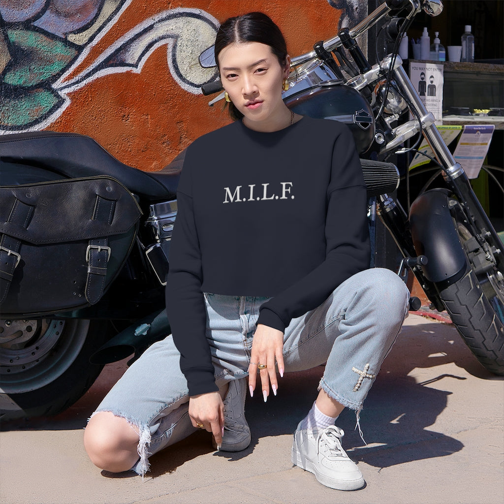 "M.I.L.F." Women's Cropped Sweatshirt