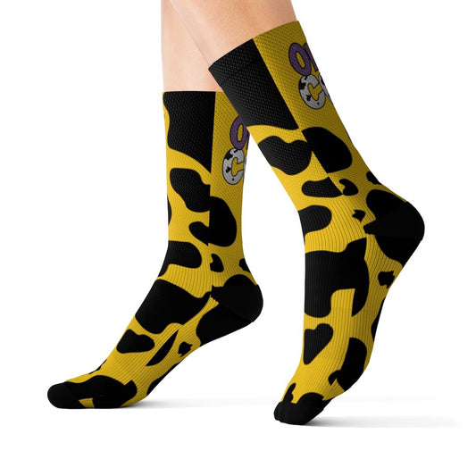 Cow Print Tube Socks (Women's)