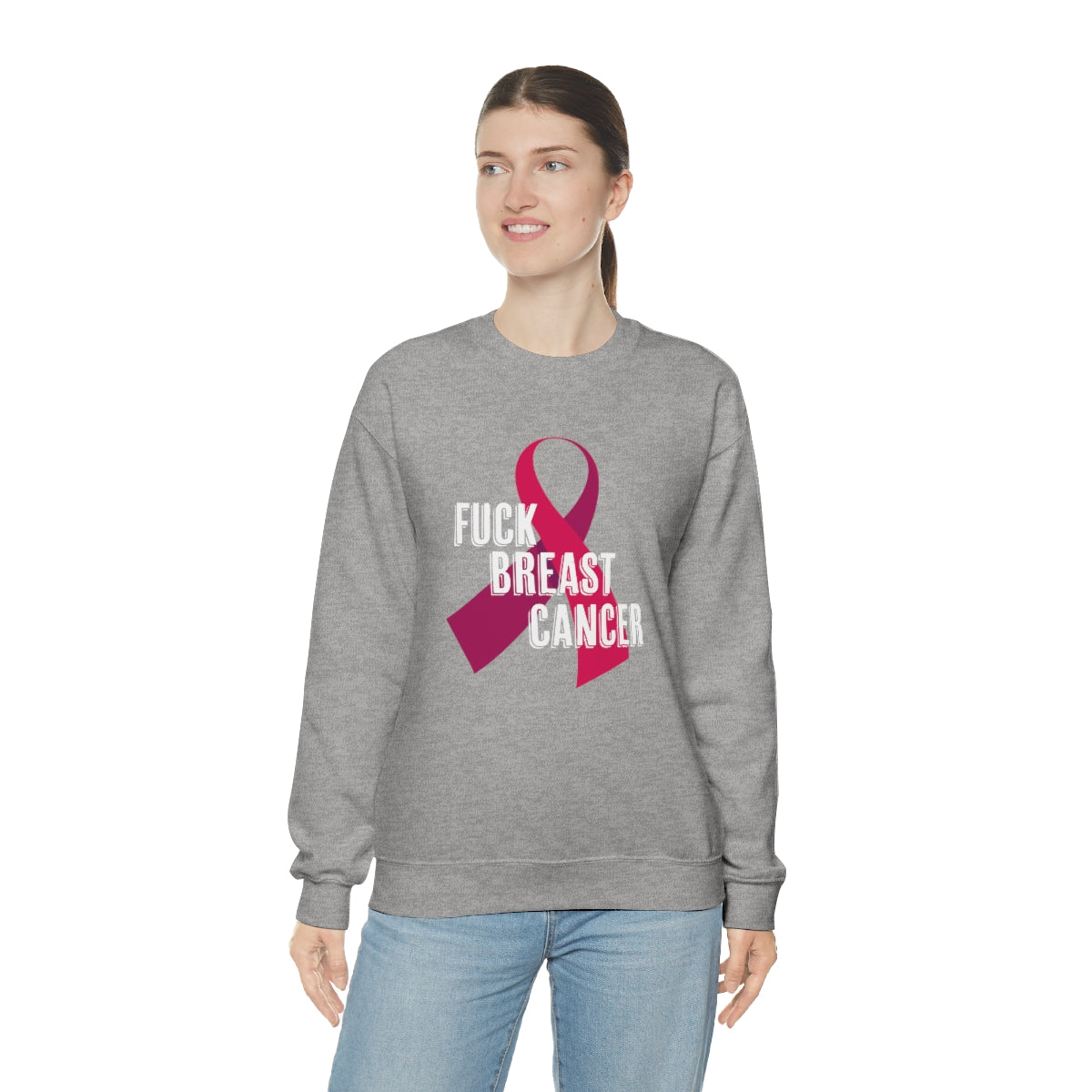 "F*** Breast Cancer" Heavy Blend™ Crewneck Sweatshirt Unisex