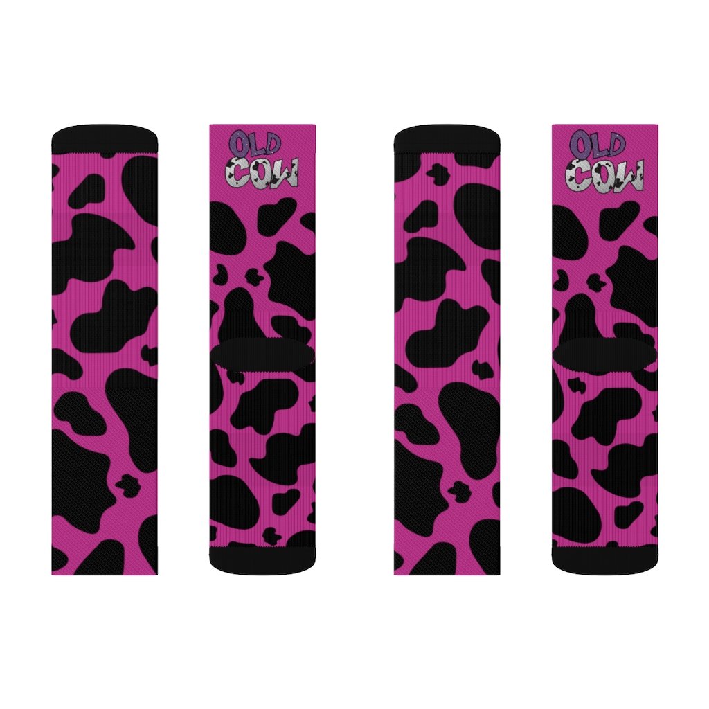 Cow Print Tube Socks (Women's)