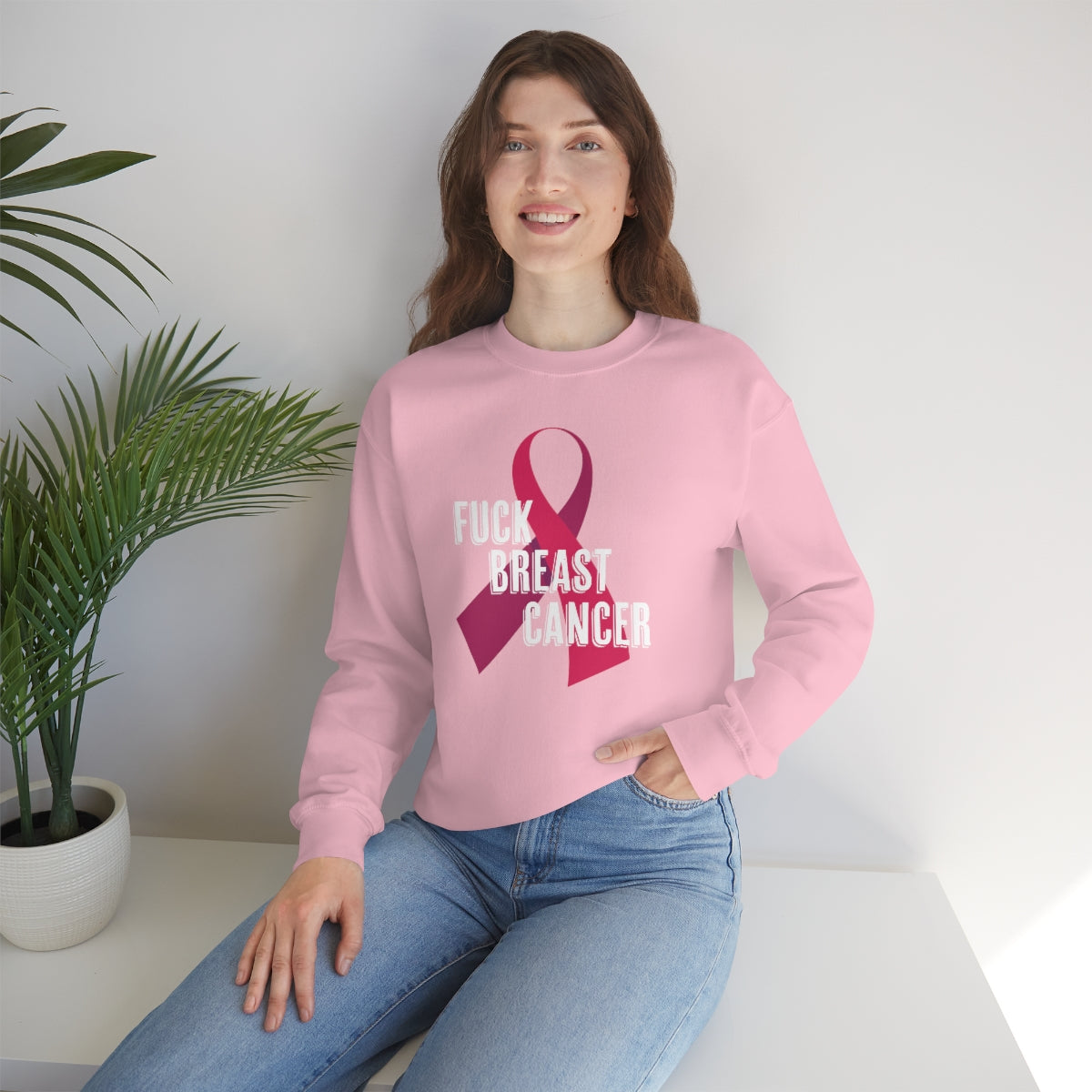 "F*** Breast Cancer" Heavy Blend™ Crewneck Sweatshirt Unisex