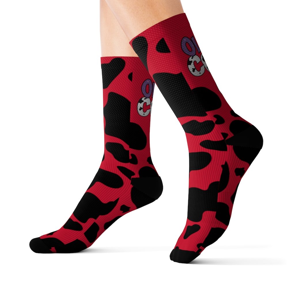 Cow Print Tube Socks (Women's)