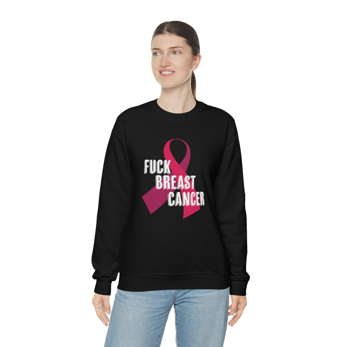 "F*** Breast Cancer" Heavy Blend™ Crewneck Sweatshirt Unisex