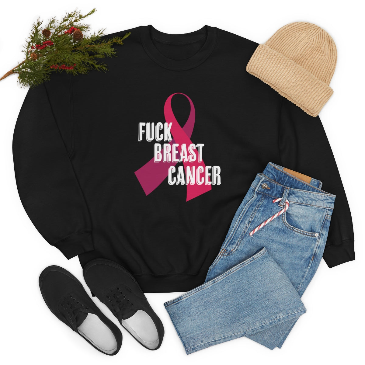 "F*** Breast Cancer" Heavy Blend™ Crewneck Sweatshirt Unisex