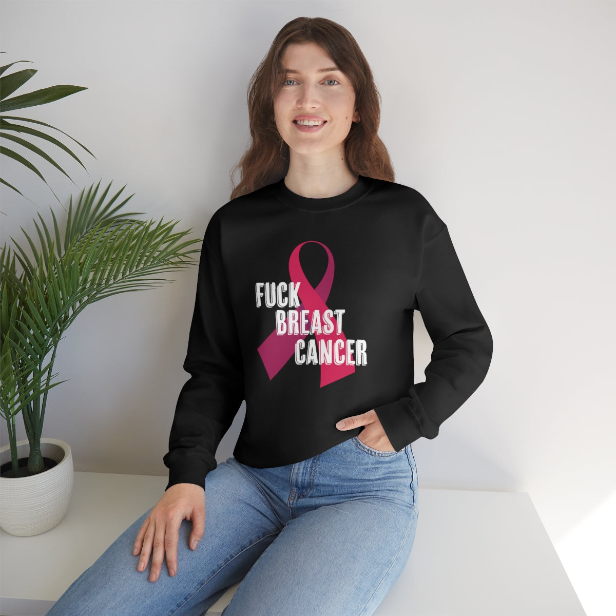 "F*** Breast Cancer" Heavy Blend™ Crewneck Sweatshirt Unisex