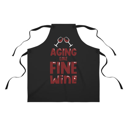 Black "Aging Like Fine Wine" Apron (Unisex)