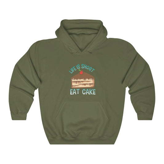 "Life Is Short. Eat Cake"  Heavy Blend™ Hoodie Sweatshirt (Unisex)