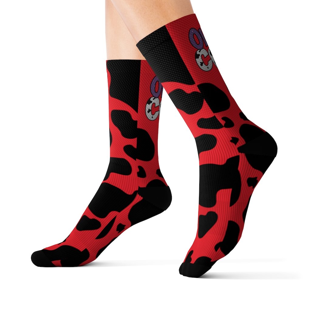Cow Print Tube Socks (Women's)
