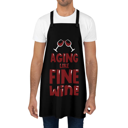 Black "Aging Like Fine Wine" Apron (Unisex)