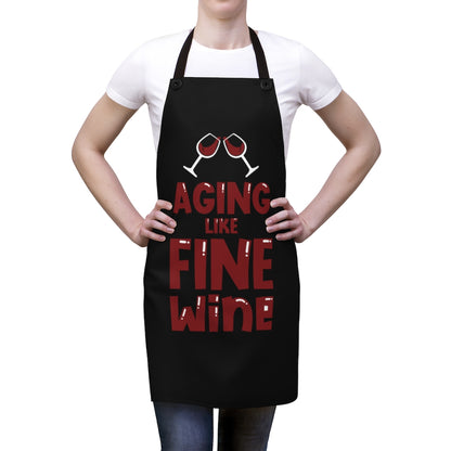 Black "Aging Like Fine Wine" Apron (Unisex)