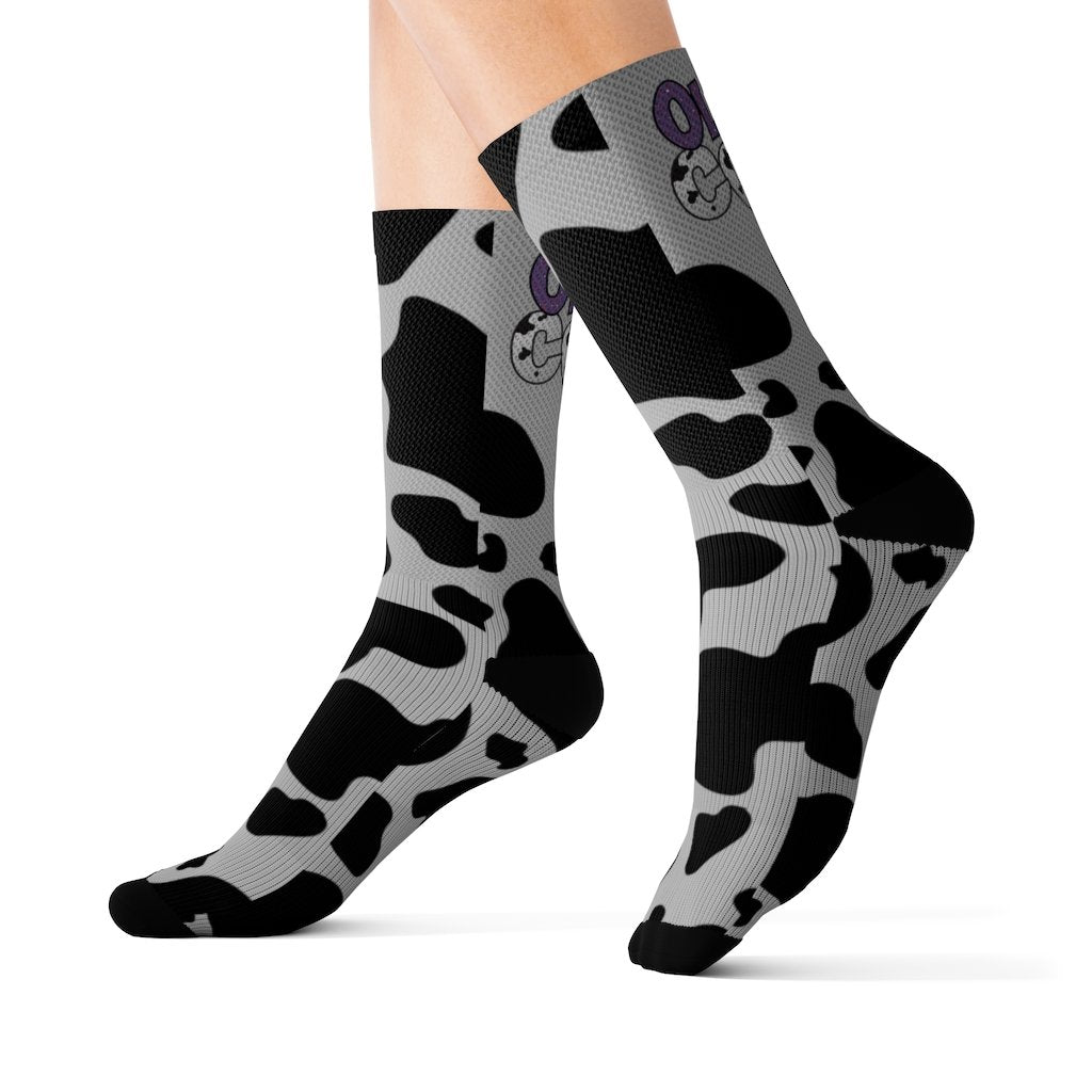 Cow Print Tube Socks (Women's)