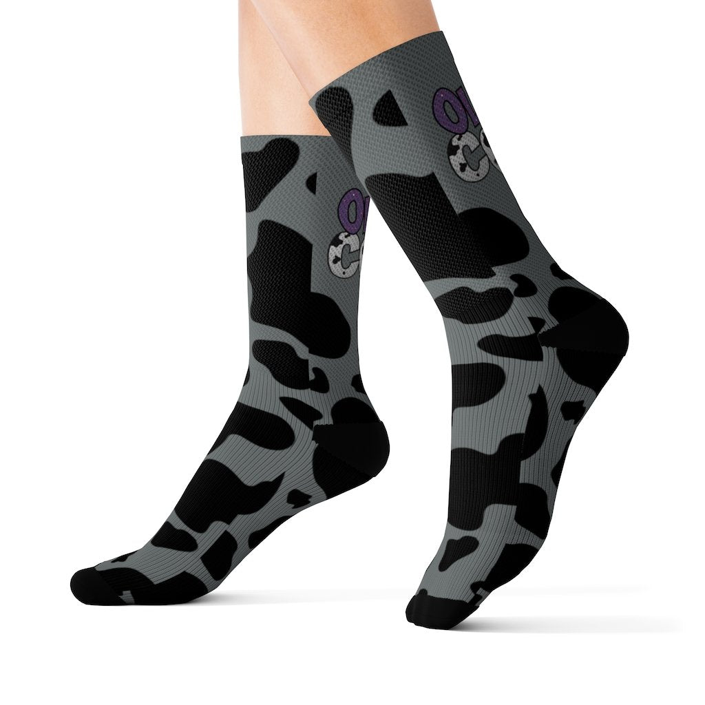 Cow Print Tube Socks (Women's)